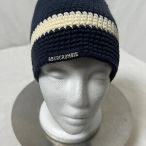 Abercrombie & Fitch Men's Navy Blue And White Hat